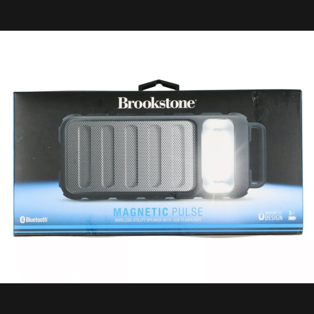 Brookstone Magnetic Pulse Wireless Utility Speaker w/ COB Flashlight
